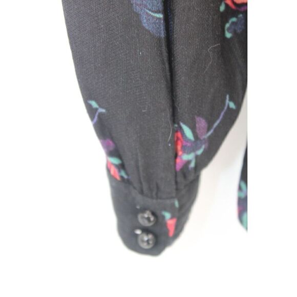 Maeve Long Sleeve Navy Linen Blend Floral Top Small - Picture 5 of 8